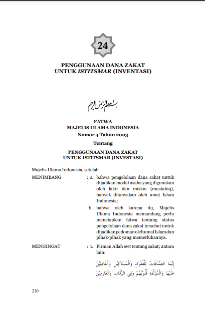 Penggunaan Dana Zakat Untuk Istismar (Investasi)